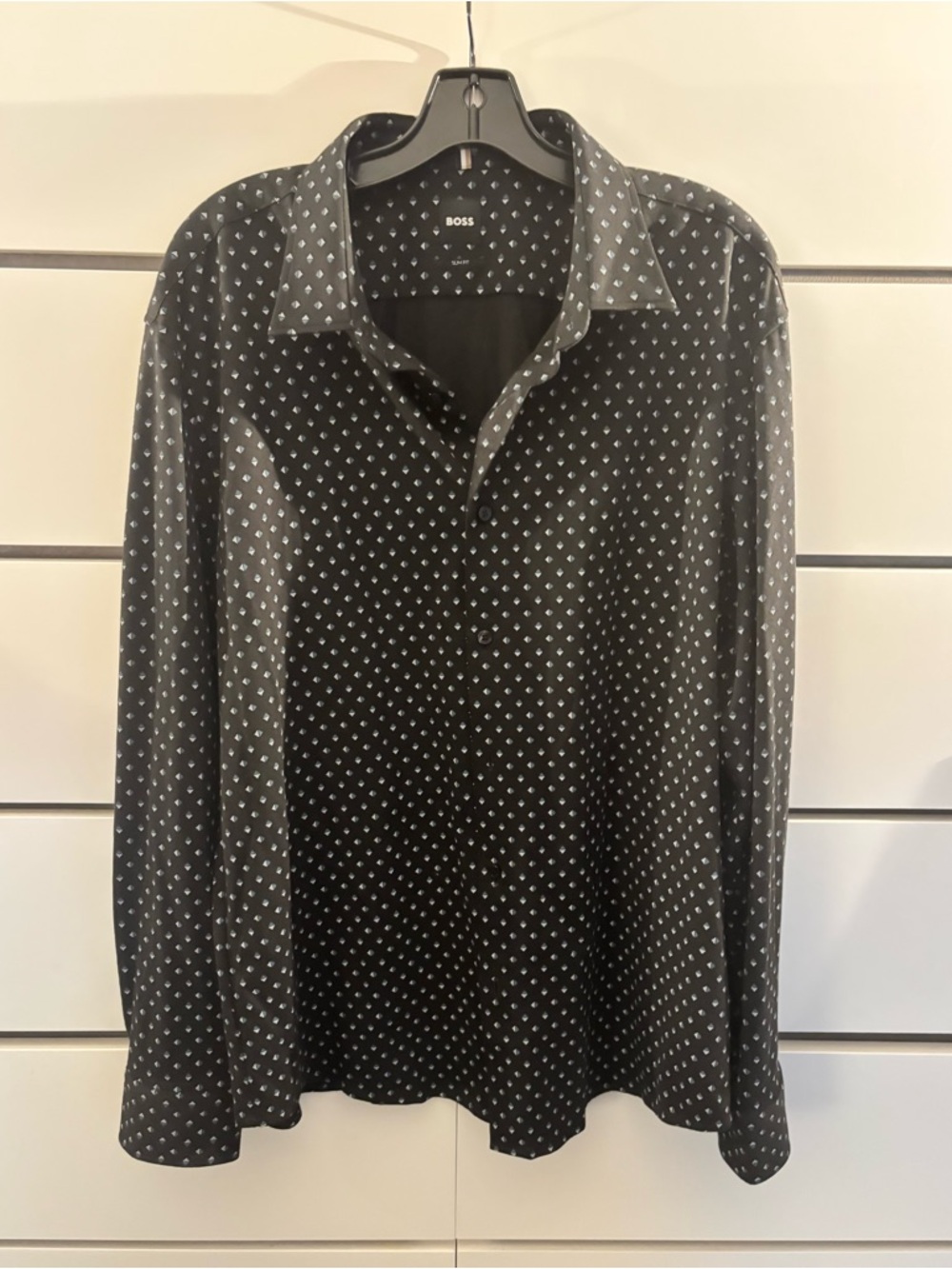 Hugo Boss BOSS Slim Fit Button Down Shirt XXL Black Geometric Print